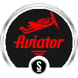 A red propeller plane icon above stylized text in a circular metallic frame.