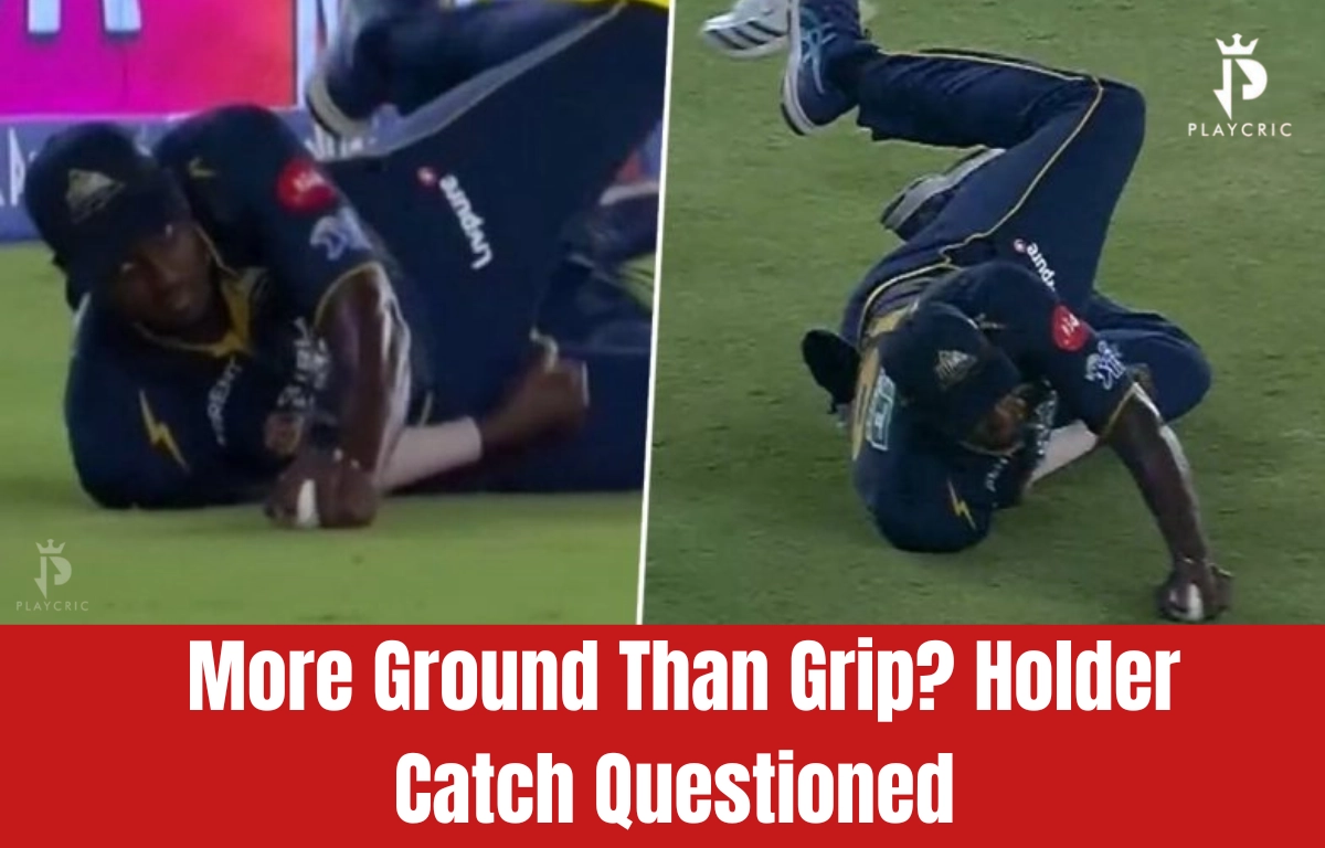 Jason Holder attempting a sliding catch during GT vs RCB, sparking the Holder Catch Controversy IPL 2026 debate.
