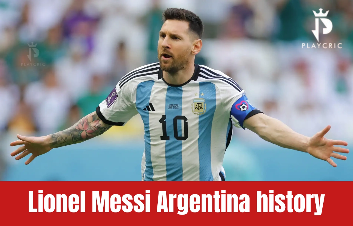 Lionel Messi celebrating after scoring for Argentina in an international match before World Cup 2026