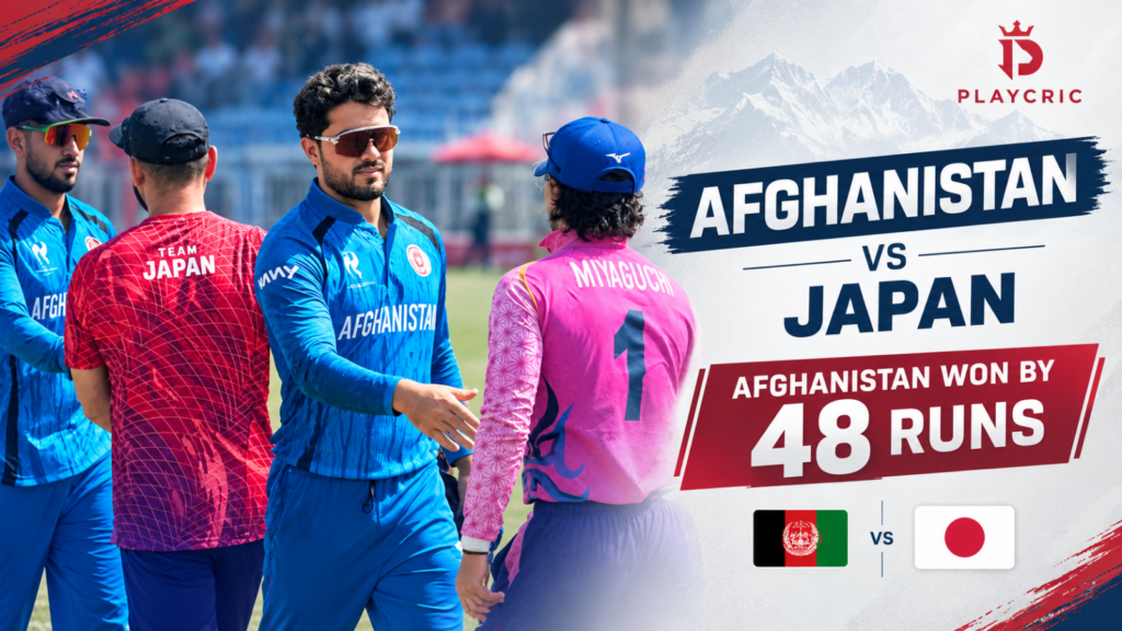 Afghanistan vs Japan match showing Afghanistan’s 48-run victory