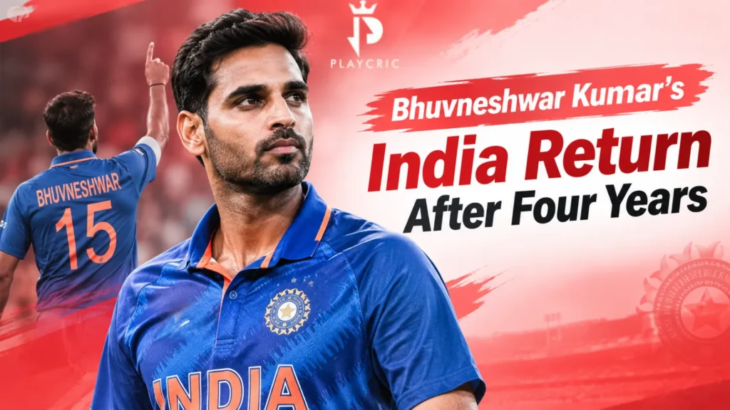 Bhuvneshwar Kumar bowling in India colours as he returns to the national team after a long international absence.