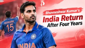 Bhuvneshwar Kumar bowling in India colours as he returns to the national team after a long international absence.
