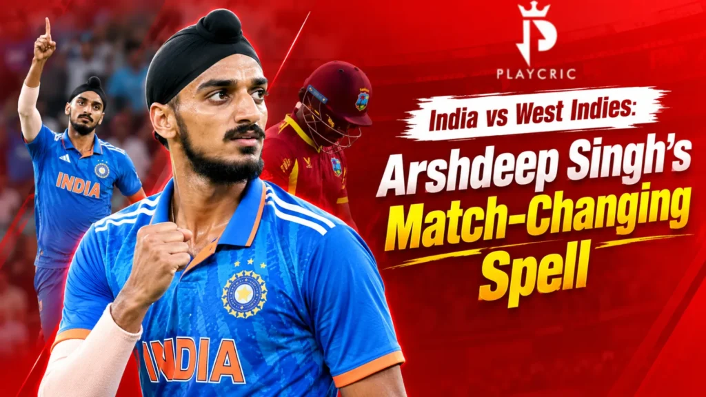 India vs West Indies T20I match highlighting Arshdeep Singh’s crucial wickets and death bowling.